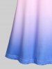 Plus Size & Curve Rose Butterfly Print Ombre Color Tank Top -  