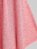 T-shirt Côtelé Rayé à Epaule Dénudée de Grande Taille - Rose Léger  L