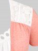 Plus Size & Curve Colorblock Hollow Out Camisole and Lace Panel Top Set -  