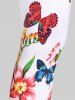 Plus Size & Curve High Rise Butterfly Print Capri Legging -  