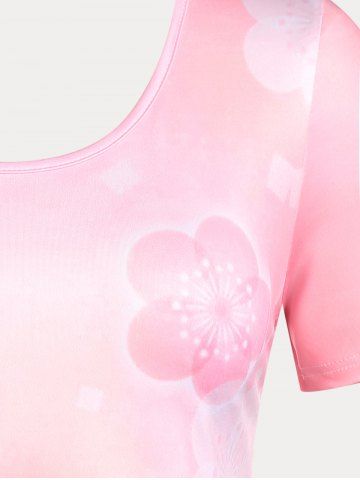 Plus Size & Curve Cottagecore Sakura Print Tee