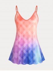 Plus Size & Curve Plaid Ombre Cami Top -  