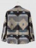 Tribal Geometric Ethnic Aztec Printed Blend Wool Jacket -  