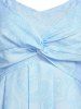 Robe Ligne A Tordue à Imprimé Fleur - Bleu clair XXL