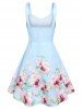 Twisted Flower Print A Line Dress -  
