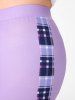 Plus Size & Curve High Waist Plaid Capri Leggings -  