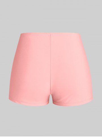 Plus Size & Curve Ombre Color Floral Print Crisscross Modest Tankini Swimsuit