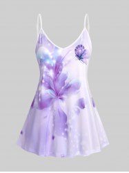 Plus Size & Curve Butterfly Floral Print Flowy Cami Top -  