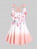 Plus Size & Curve Ombre Color Floral Print Crisscross Modest Tankini Swimsuit -  