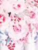 Maillot de Bain Tankini Modeste Croisé Ombre à Imprimé Floral Grande Taille - Rose clair L