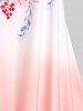 Maillot de Bain Tankini Modeste Croisé Ombre à Imprimé Floral Grande Taille - Rose Léger  4X