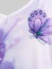 Haut Cache-Cœur à Bretelles à Imprimé Floral et Papillon Grande Taille - Blanc 5XL