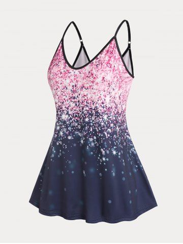 Plus Size & Curve Sparkling Starlight Print Flowy Tank Top