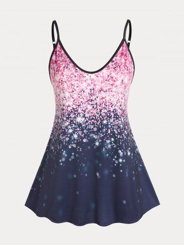 Plus Size & Curve Sparkling Starlight Print Flowy Tank Top