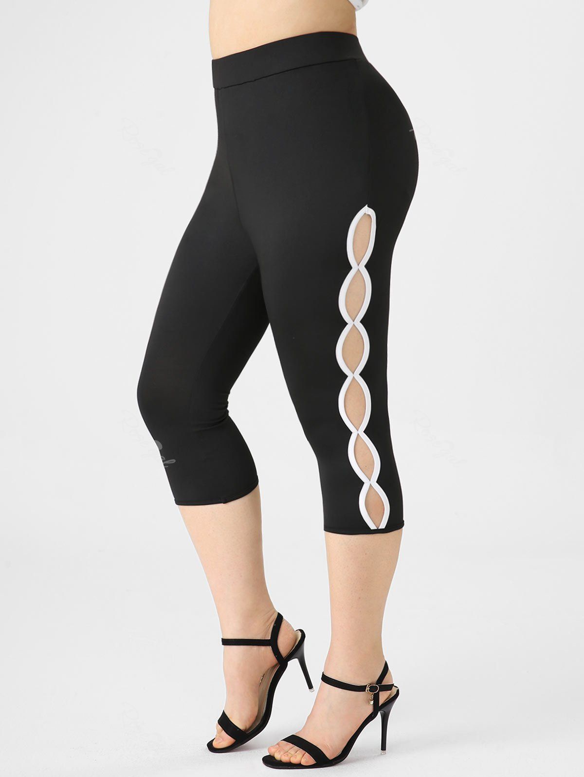 Fashion Plus Size & Curve High Waist Cutout Capri Leggings  