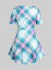 Plus Size & Curve O Ring Plaid Longline Tee -  