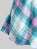 Plus Size & Curve O Ring Plaid Longline Tee -  