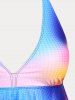 Plus Size & Curve Plunge Handkerchief Ombre Color Tankini Swimsuit -  