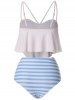 Feather Dreamcatcher Print Top And Stripe Bottoms Set -  