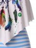 Feather Dreamcatcher Print Top And Stripe Bottoms Set -  