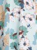 Robe à Fleurs à Manches Bouffantes - Bleu clair L