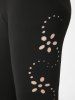 Plus Size & Curve Solid Hollow Out Capri Leggings -  