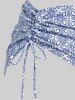 Maillot de Bain Tankini Courbe Rembourré Superposé à Bretelle de Grande Taille - Bleu clair L