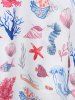 Marine Life Print Cut Out Dress -  