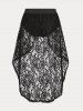 Robe Couverture Courbe Haute Basse Brillante en Dentelle Transparente de Grande Taille - Noir L | US 12