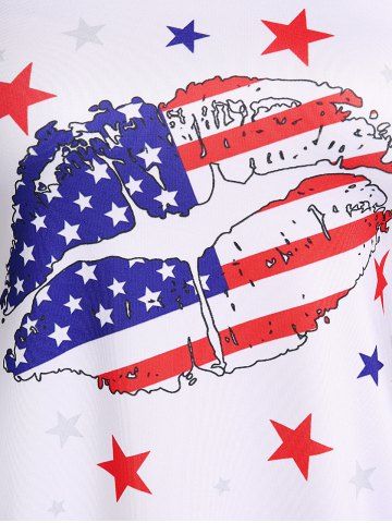 Plus Size & Curve Lip American Flag Print Patriotic Tee