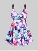 Maillot de Bain Tankini Modeste à Imprimé Floral Style Bohémien Grande-Taille - Multi-A 1X