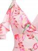 Open Shoulder Floral Print Flounce Dress -  
