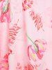 Open Shoulder Floral Print Flounce Dress -  