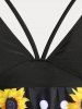 Plus Size & Curve Plunge Sunflower Print Boyleg Tankini Swimsuit -  