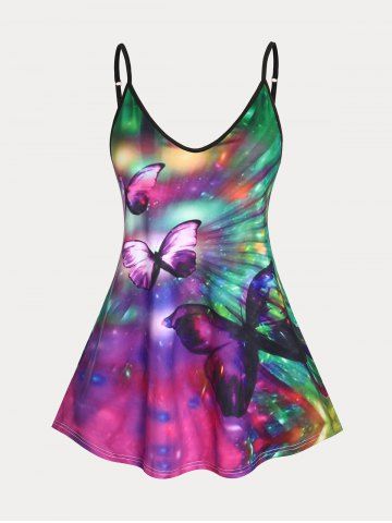 Plus Size & Curve Colorful Butterfly Print Cami Top