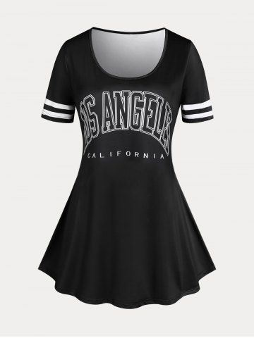 Plus Size & Curve Basic Letter Print Graphic T-shirt - BLACK - 3X | US 22-24