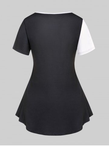 Plus Size & Curve Floral Print Colorblock Tee