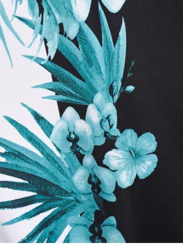 Plus Size & Curve Floral Print Colorblock Tee