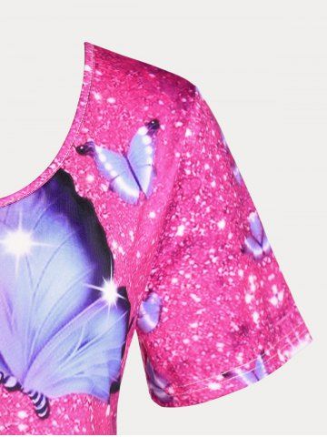 Plus Size & Curve Butterfly Print T-shirt