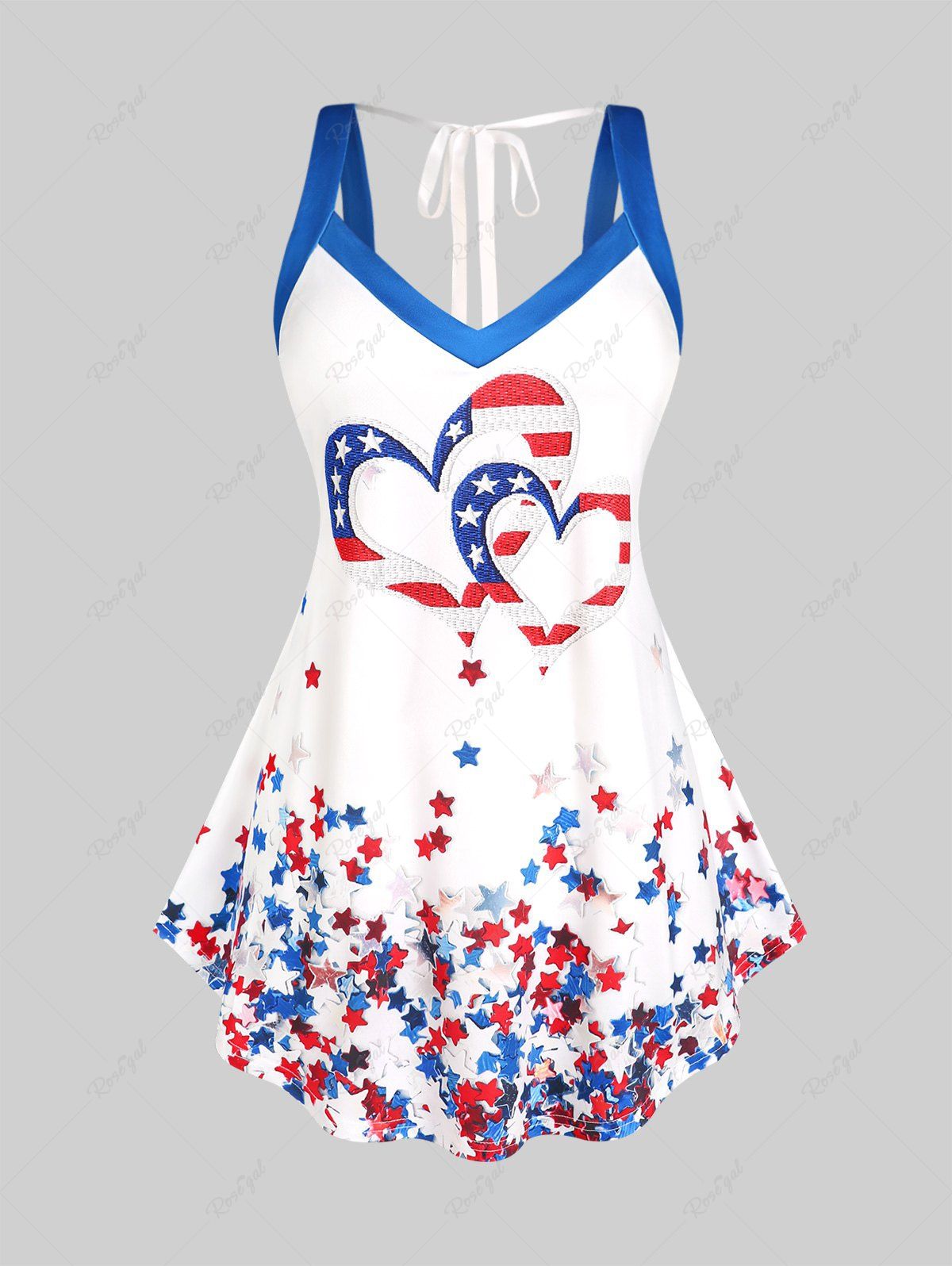 Chic Plus Size & Curve American Flag Print Patriotic Tank Top  