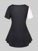 Plus Size & Curve Floral Print Colorblock Tee -  