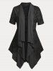 Plus Size Draped Asymmetric Lace Cardigan and Camisole -  