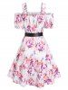 Cold Shoulder Flower Lace Insert Dress -  