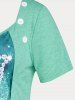 T-shirt Tunique Asymétrique à Imprimé Papillon Grande Taille avec Strass - Vert 3x | US 22-24