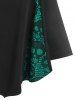 Plus Size Plung Skull Lace Panel Tank Top -  