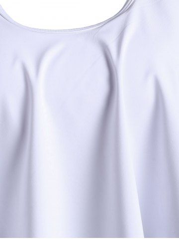 Striped Cinched Flounce Overlay Tankini Swimwear