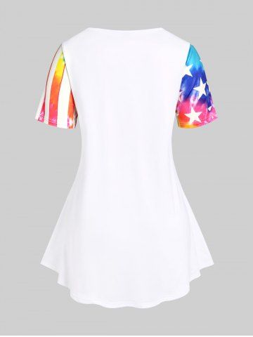 Plus Size & Curve American Flag Butterfly Print Patriotic Tee