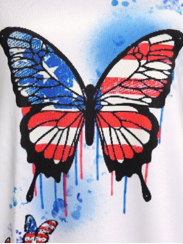 Plus Size & Curve American Flag Butterfly Print Patriotic Tee