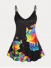 Plus Size & Curve Rainbow Rose Butterfly Print Flowy Cami Top -  