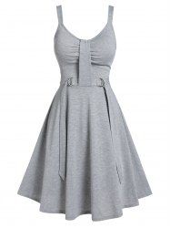 D Ring Plain Sleeveless Dress -  